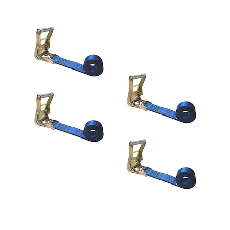 Tie 4 Safe Heavy Duty 2" x 20' Utility Endless Ratchet Tie Down Strap for Cargo Bundling Blue, 4PK RT04CK-520E-BU-C-4